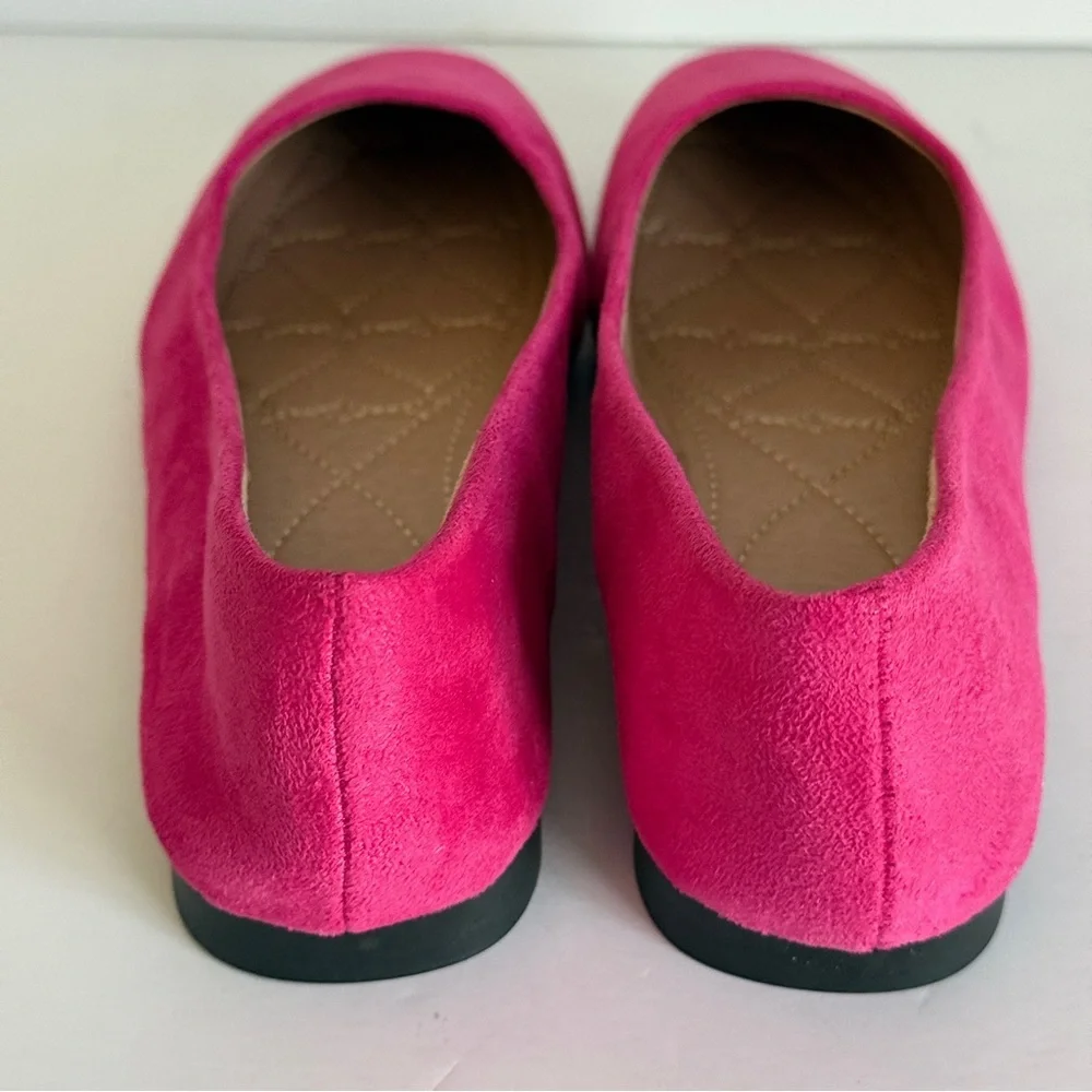 Ximuyuan Women's Pink Square Toe Faux Suede Women's Ballet Flats Size 7